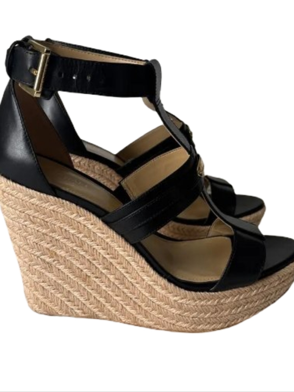 Michael Kors Finley Espadrille Wedge Sandals Black Size 6 - Picture 6 of 13